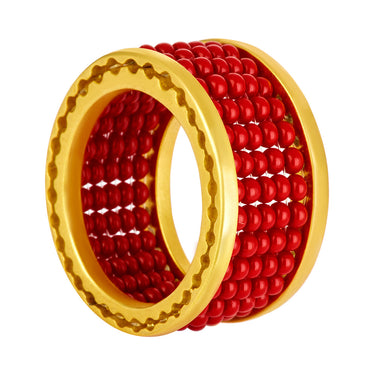 Anillo Telarar Dorado Liso Rojo